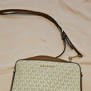Michael Kors Beige and Brown Crossbody Bag